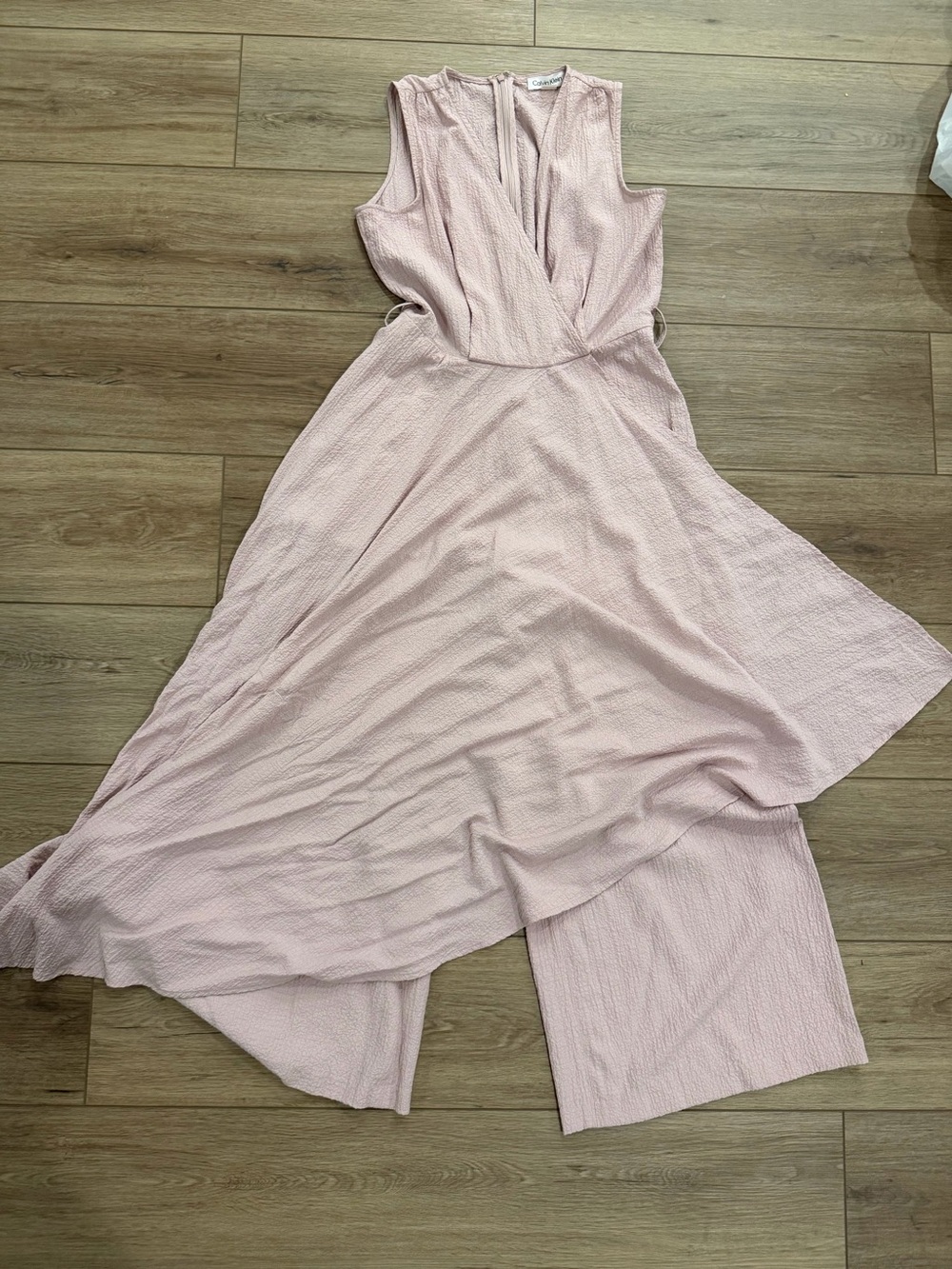 Sleeveless Blush Pink Wrap-Front Maxi Dress